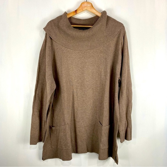 Jeanne Pierre 100% Cotton Cowl Neck Lagenlook Longline Pullover Sweater 2X XXL - Picture 1 of 4